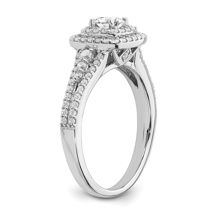 Buy 14K White Gold Double Halo Engagement Ring - 1/3 Carat Center, 1/2 CT Diamonds, Stylish Value!-6
