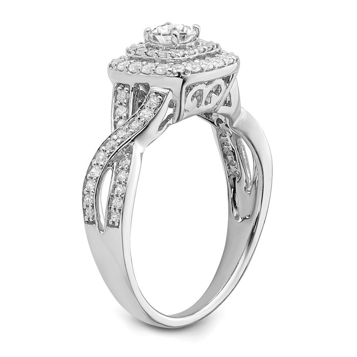 Buy Designer 14K White Gold Double Halo Engagement Ring, 1/4 Carat Center Stone, 1/2 Carat Total Weight - Stylish Value!-6