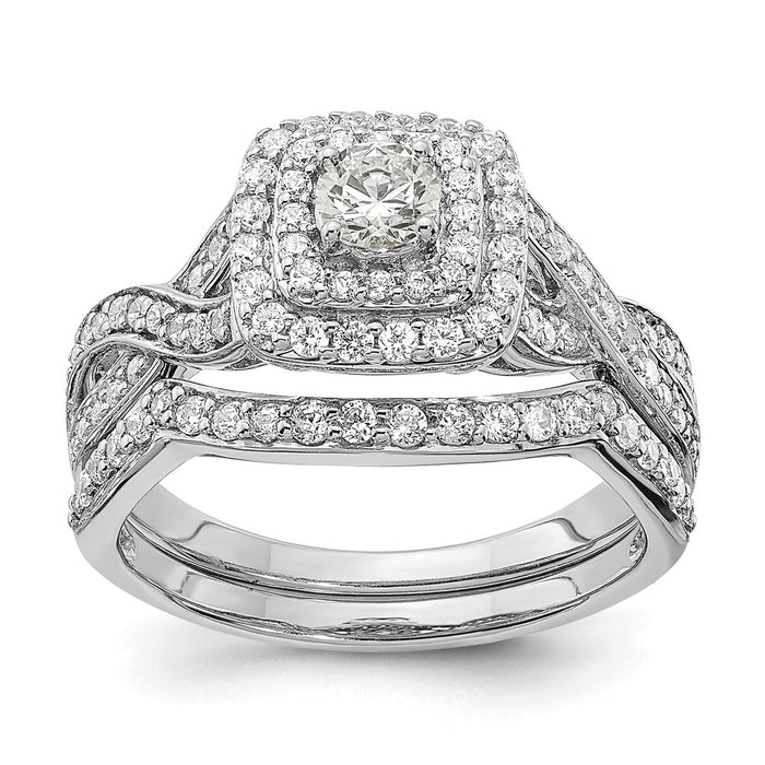 Buy Designer 14K White Gold Double Halo Engagement Ring, 1/4 Carat Center Stone, 1/2 Carat Total Weight - Stylish Value!-7
