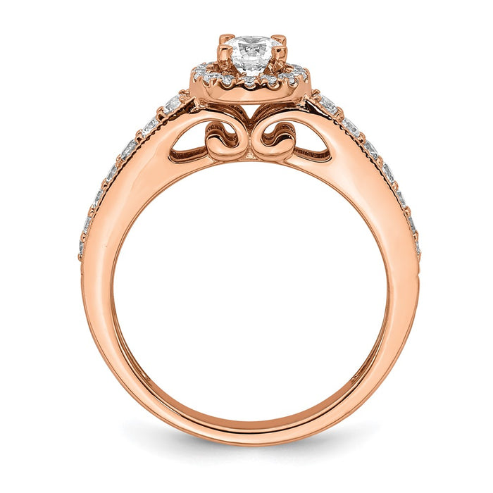 Buy Stylish 14K Rose Gold Halo Engagement Ring with 3/8 Carat Diamonds-2