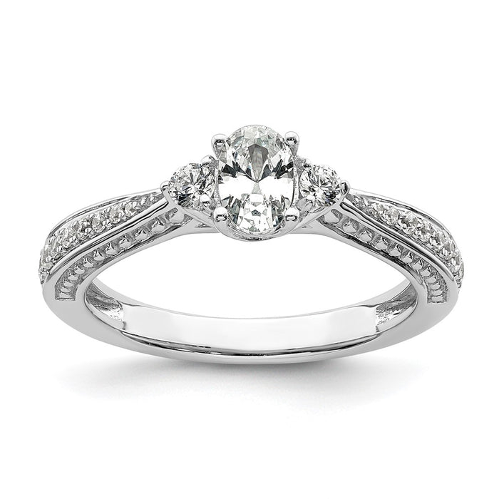 Exclusive 14K White Gold Three-Stone Engagement Ring - Stylish Design & Value-1