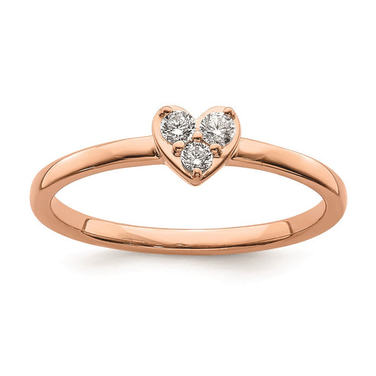 High-Quality 14K Rose Gold Heart Engagement Ring with 1/8 Carat Diamond Value