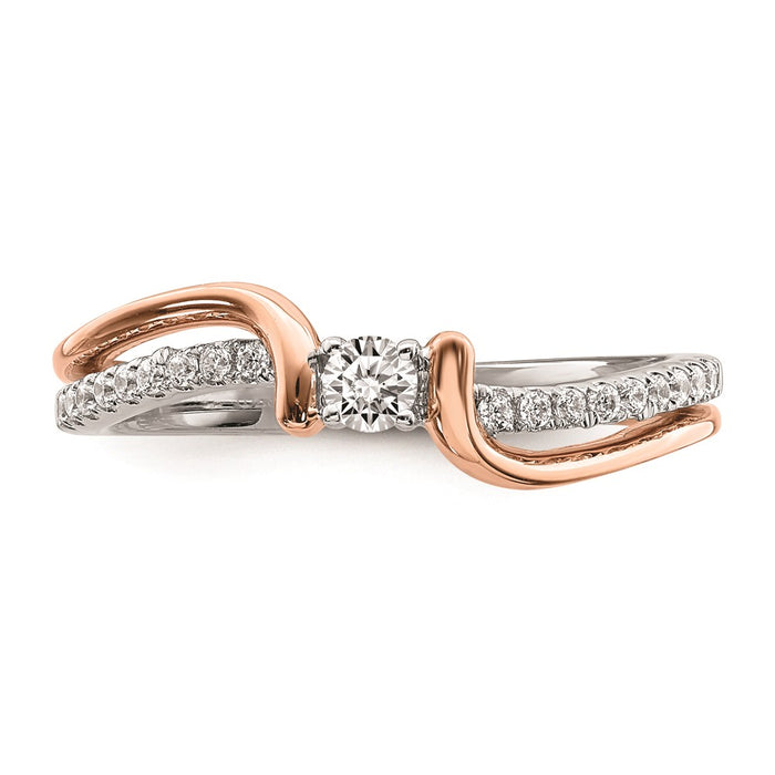 Buy Exclusive 14K White & Rose Gold Bypass Engagement Ring, 1/5 Carat Diamond-4