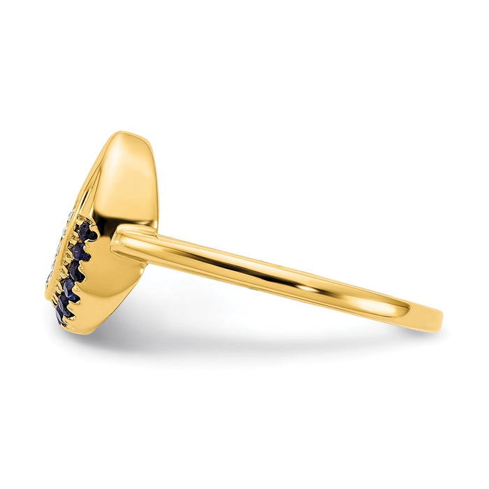 Buy Exclusive 14K Gold Polished Moon Ring with Sapphire & Diamond Accents-3