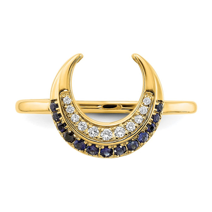 Buy Exclusive 14K Gold Polished Moon Ring with Sapphire & Diamond Accents-4