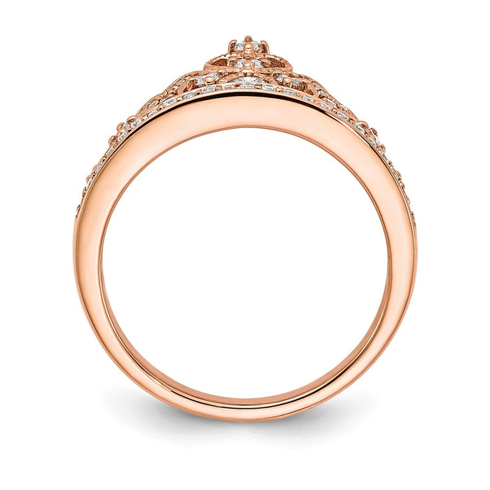High-Quality 14K Rose Gold Diamond Tiara Ring | Stylish & Affordable Elegance-2