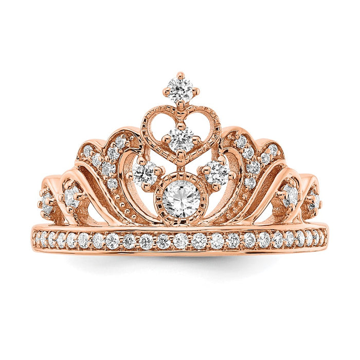 High-Quality 14K Rose Gold Diamond Tiara Ring | Stylish & Affordable Elegance-4