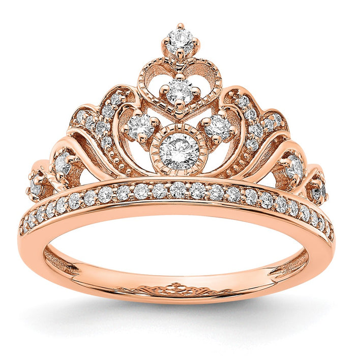 High-Quality 14K Rose Gold Diamond Tiara Ring | Stylish & Affordable Elegance-1