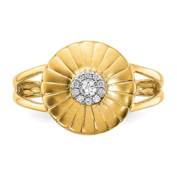 Exclusive 14K Gold Satin Finish Diamond Flower Ring - Stylish Luxury at Great Price-4