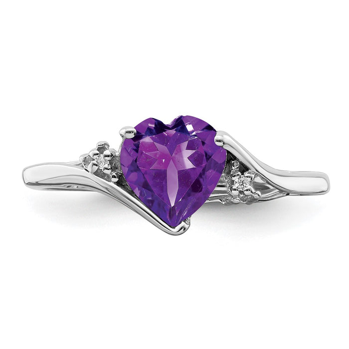 Buy Exclusive 14K White Gold Heart Ring with Amethyst & Diamond Accents-4