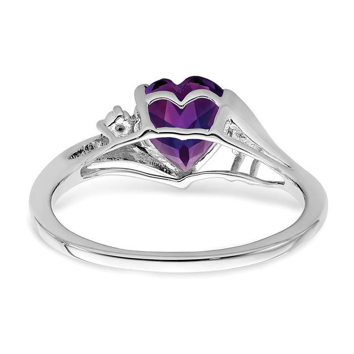 Buy Exclusive 14K White Gold Heart Ring with Amethyst & Diamond Accents-5