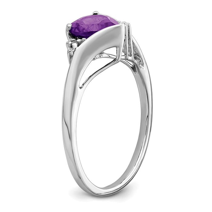 Buy Exclusive 14K White Gold Heart Ring with Amethyst & Diamond Accents-6