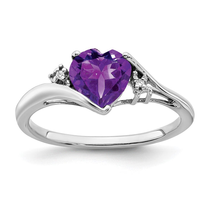 Buy Exclusive 14K White Gold Heart Ring with Amethyst & Diamond Accents-1