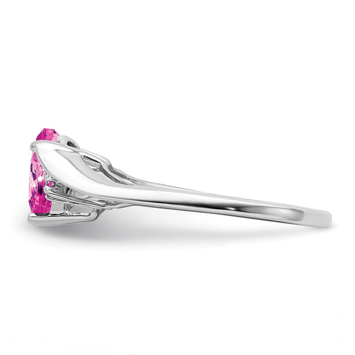 Buy Exclusive 14K White Gold Heart Ring with Pink Sapphire & Diamonds - Stylish Value-3