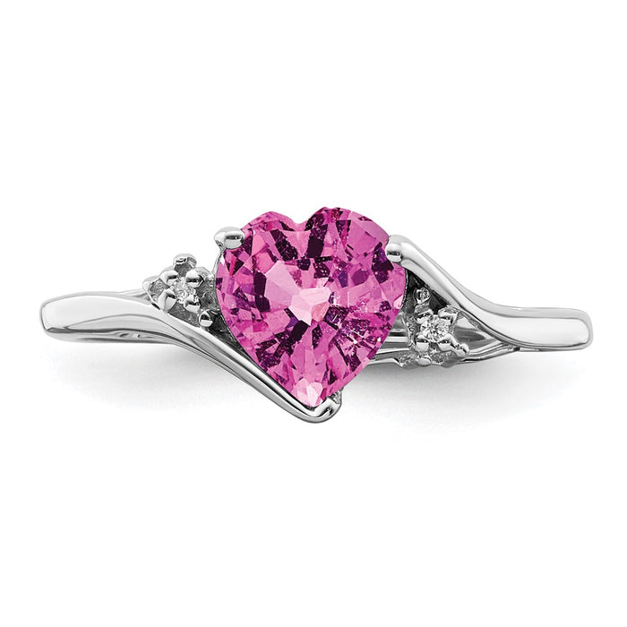 Buy Exclusive 14K White Gold Heart Ring with Pink Sapphire & Diamonds - Stylish Value-4
