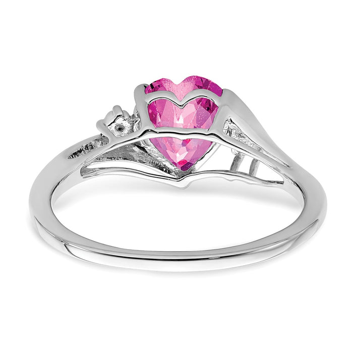Buy Exclusive 14K White Gold Heart Ring with Pink Sapphire & Diamonds - Stylish Value-5