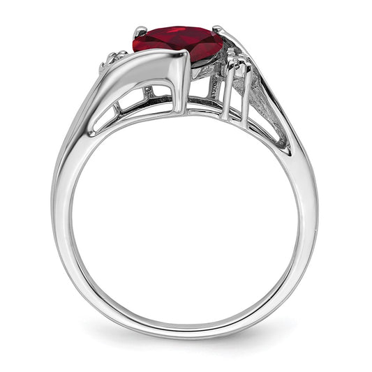 High-Quality 14K White Gold Heart Ring with Ruby & Diamond Accents - Stylish Value