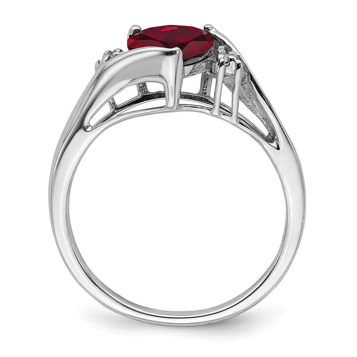 High-Quality 14K White Gold Heart Ring with Ruby & Diamond Accents - Stylish Value-2