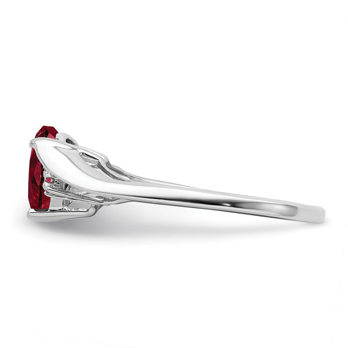 High-Quality 14K White Gold Heart Ring with Ruby & Diamond Accents - Stylish Value-3