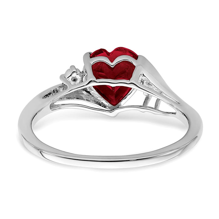 High-Quality 14K White Gold Heart Ring with Ruby & Diamond Accents - Stylish Value-5
