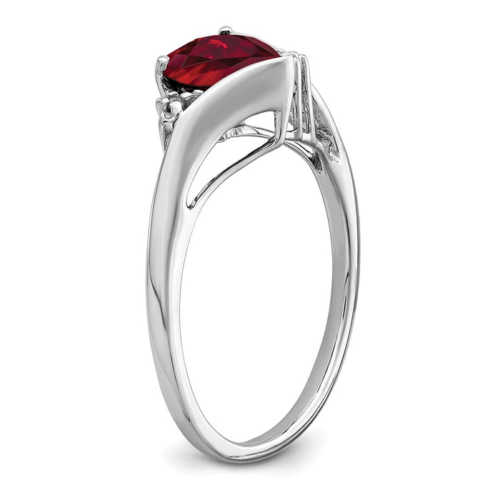 High-Quality 14K White Gold Heart Ring with Ruby & Diamond Accents - Stylish Value-6