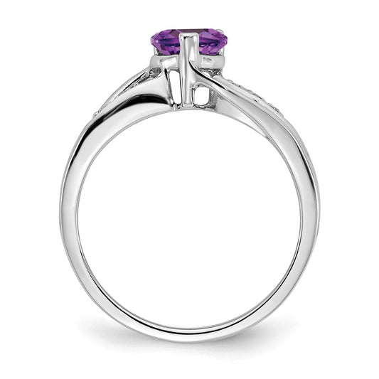 Exclusive 14K White Gold Heart Ring with Amethyst & Diamond Accents - Stylish Value