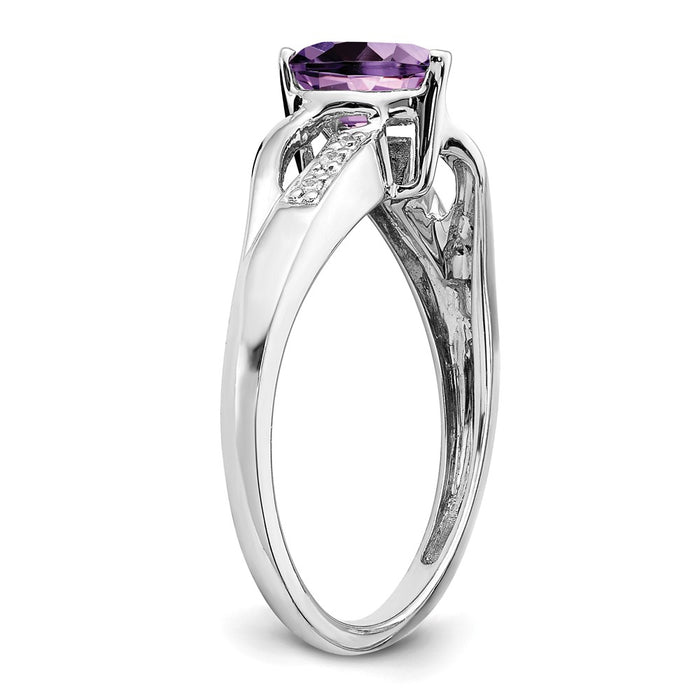 Exclusive 14K White Gold Heart Ring with Amethyst & Diamond Accents - Stylish Value-6