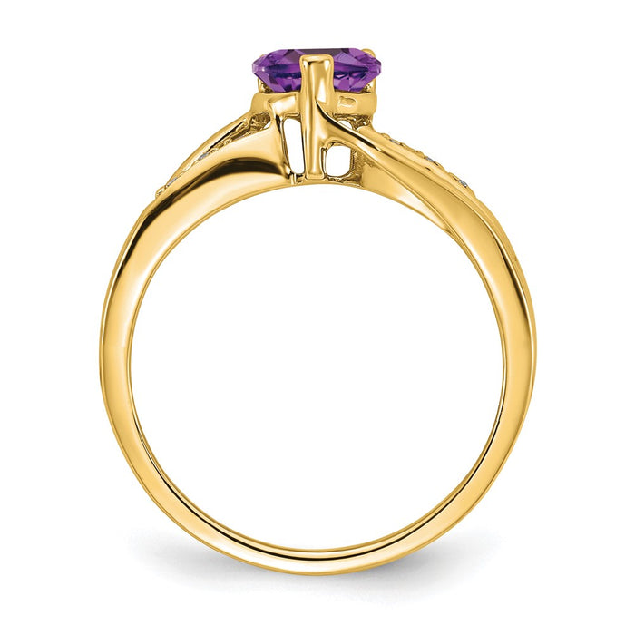 Shop Stylish 14K Gold Heart Ring with Amethyst & Diamond Accents, 2.5g-2