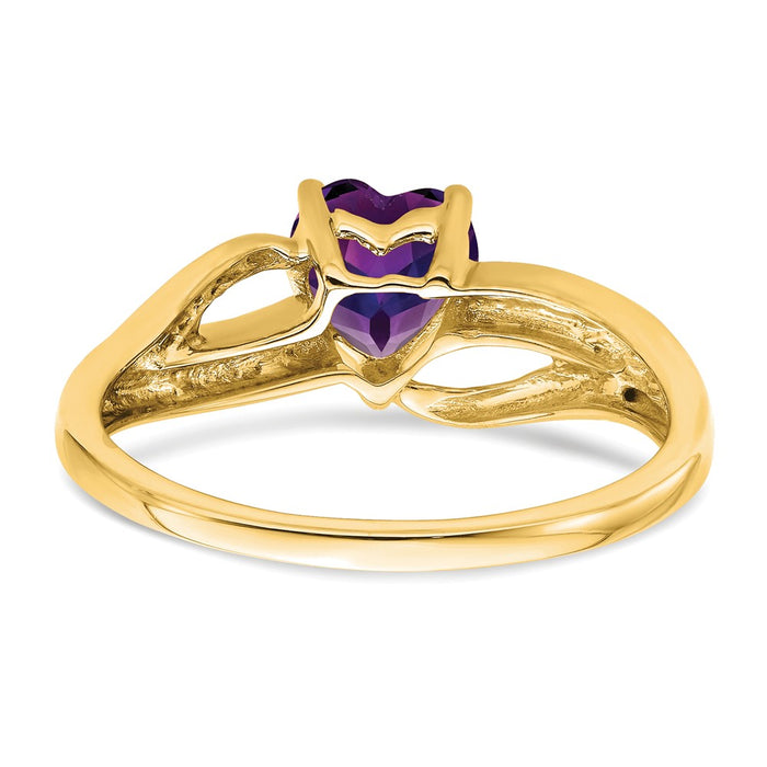 Shop Stylish 14K Gold Heart Ring with Amethyst & Diamond Accents, 2.5g-5