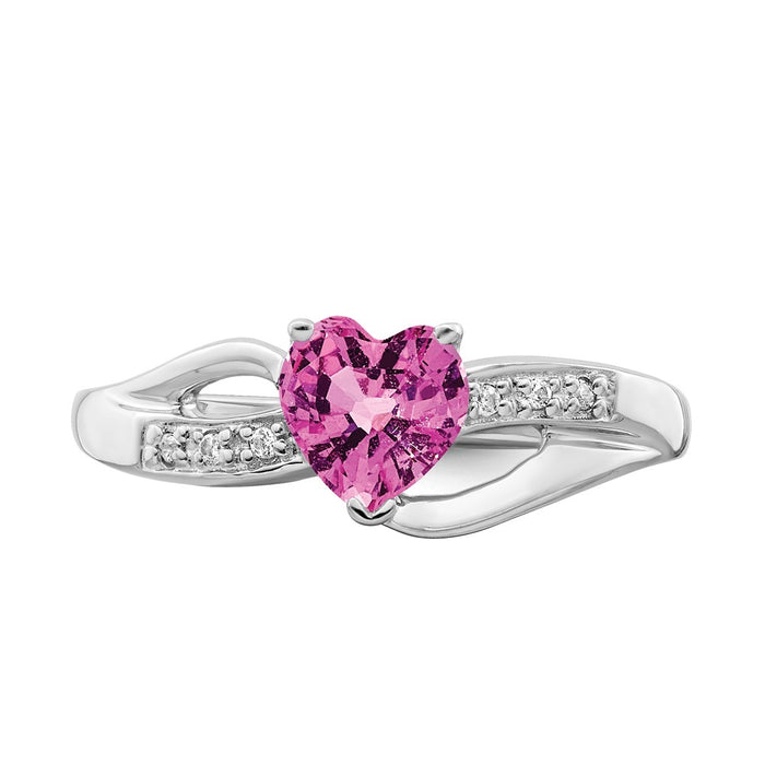 Buy Exclusive 14K White Gold Heart Ring with Pink Sapphire & Diamonds, Stylish Design-4
