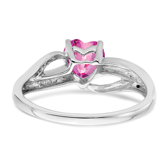 Buy Exclusive 14K White Gold Heart Ring with Pink Sapphire & Diamonds, Stylish Design-5