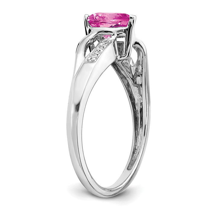 Buy Exclusive 14K White Gold Heart Ring with Pink Sapphire & Diamonds, Stylish Design-6