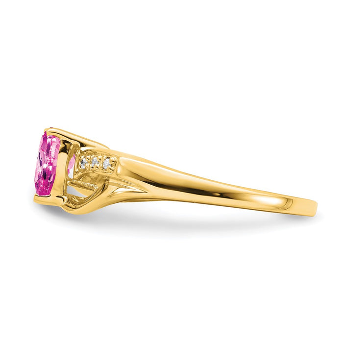 Buy 14K Gold Heart Ring with Created Pink Sapphire & Diamonds | Stylish Value-3