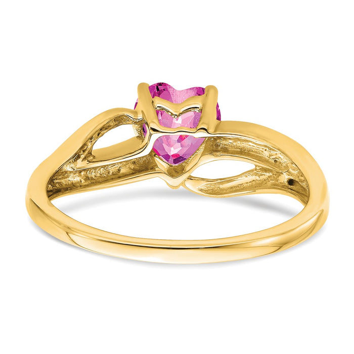 Buy 14K Gold Heart Ring with Created Pink Sapphire & Diamonds | Stylish Value-5