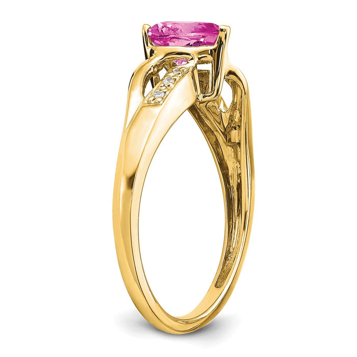 Buy 14K Gold Heart Ring with Created Pink Sapphire & Diamonds | Stylish Value-6