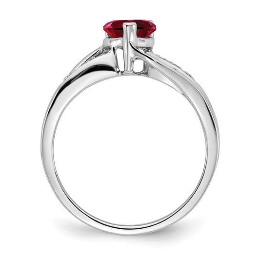 Buy Exclusive 14K White Gold Heart Ring with Created Ruby & Diamond Accents