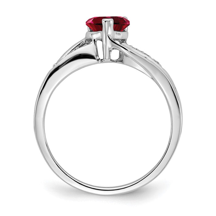 Buy Exclusive 14K White Gold Heart Ring with Created Ruby & Diamond Accents-2