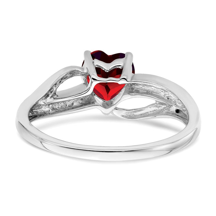 Buy Exclusive 14K White Gold Heart Ring with Created Ruby & Diamond Accents-5