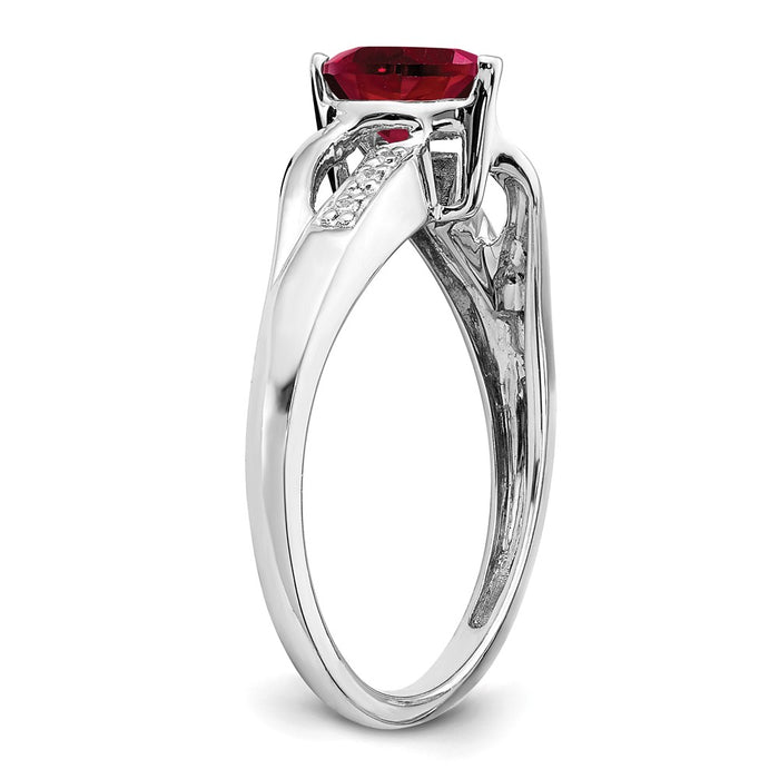 Buy Exclusive 14K White Gold Heart Ring with Created Ruby & Diamond Accents-6