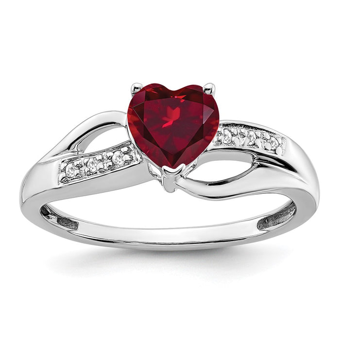 Buy Exclusive 14K White Gold Heart Ring with Created Ruby & Diamond Accents-1