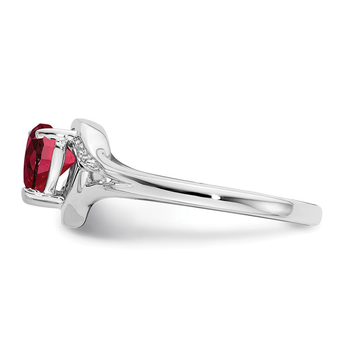 High-Quality 14K White Gold Heart Ring with Ruby & Diamond Accents - Stylish Value-3