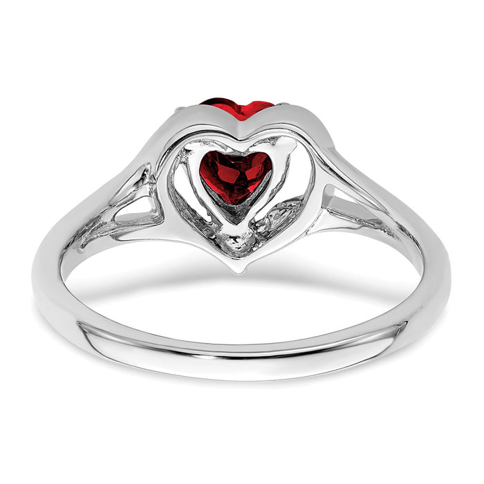 High-Quality 14K White Gold Heart Ring with Ruby & Diamond Accents - Stylish Value-5