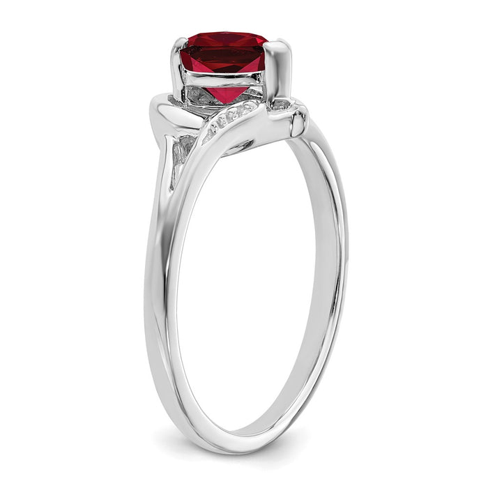 High-Quality 14K White Gold Heart Ring with Ruby & Diamond Accents - Stylish Value-6