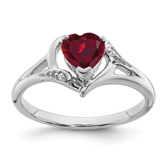 High-Quality 14K White Gold Heart Ring with Ruby & Diamond Accents - Stylish Value