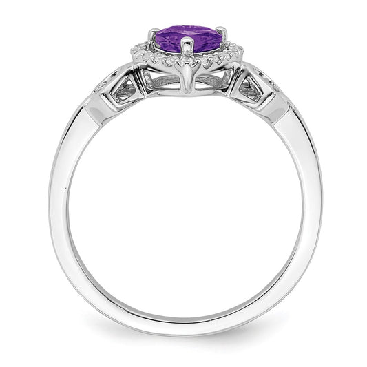 Shop Exclusive 14K White Gold Heart Ring - Amethyst & Diamond Accents, Stylish!