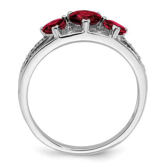 Buy Exclusive 14K White Gold Heart Ring with Created Ruby & Diamond Accents