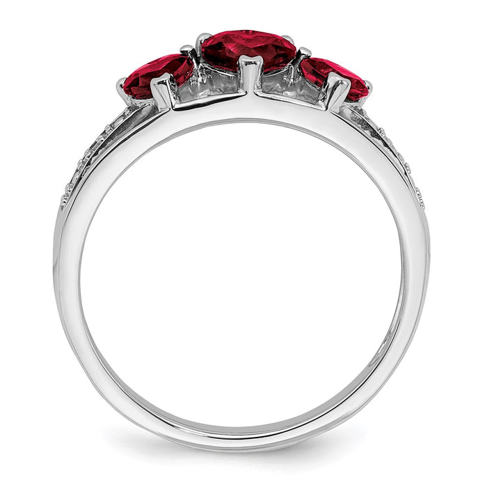 Buy Exclusive 14K White Gold Heart Ring with Created Ruby & Diamond Accents-2