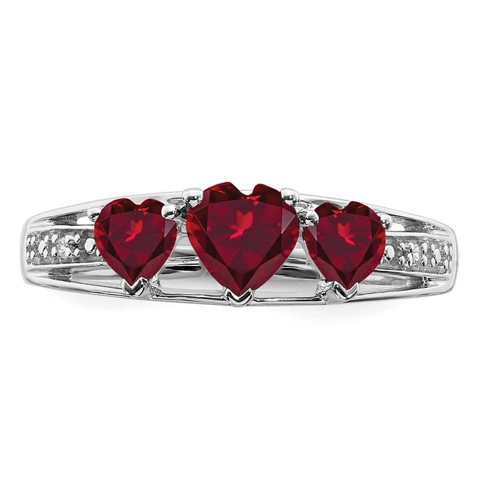 Buy Exclusive 14K White Gold Heart Ring with Created Ruby & Diamond Accents-4