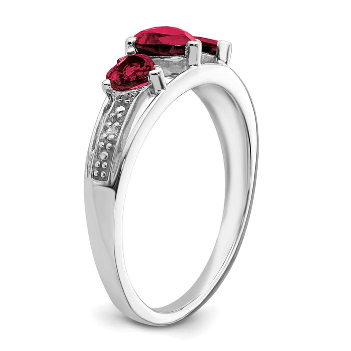 Buy Exclusive 14K White Gold Heart Ring with Created Ruby & Diamond Accents-6