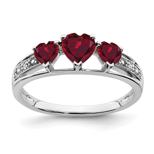 Buy Exclusive 14K White Gold Heart Ring with Created Ruby & Diamond Accents